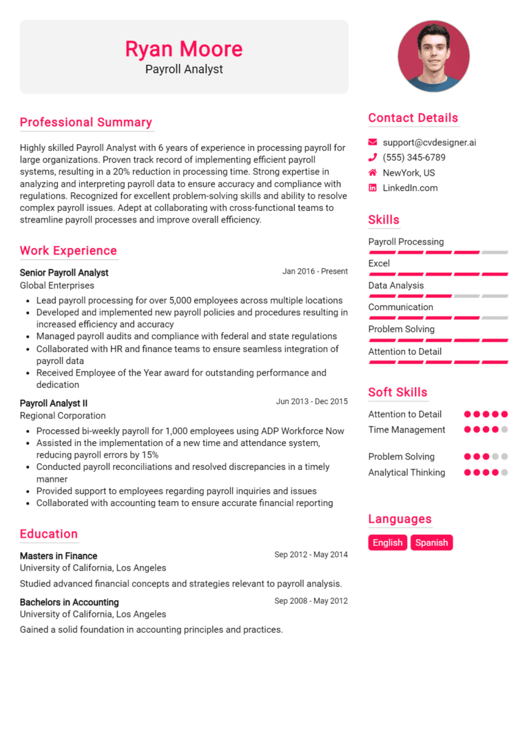 18 Payroll Analyst Resume Examples And Templates for 2025