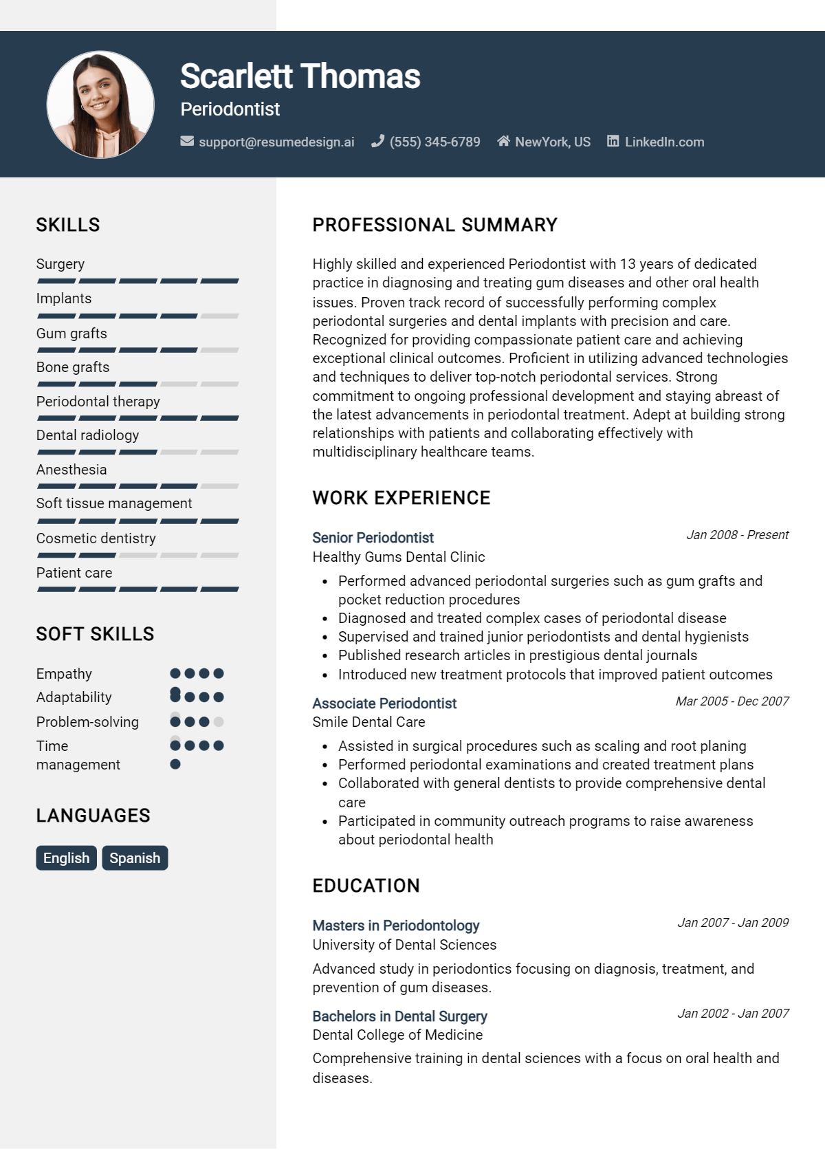 Periodontist Resume Example