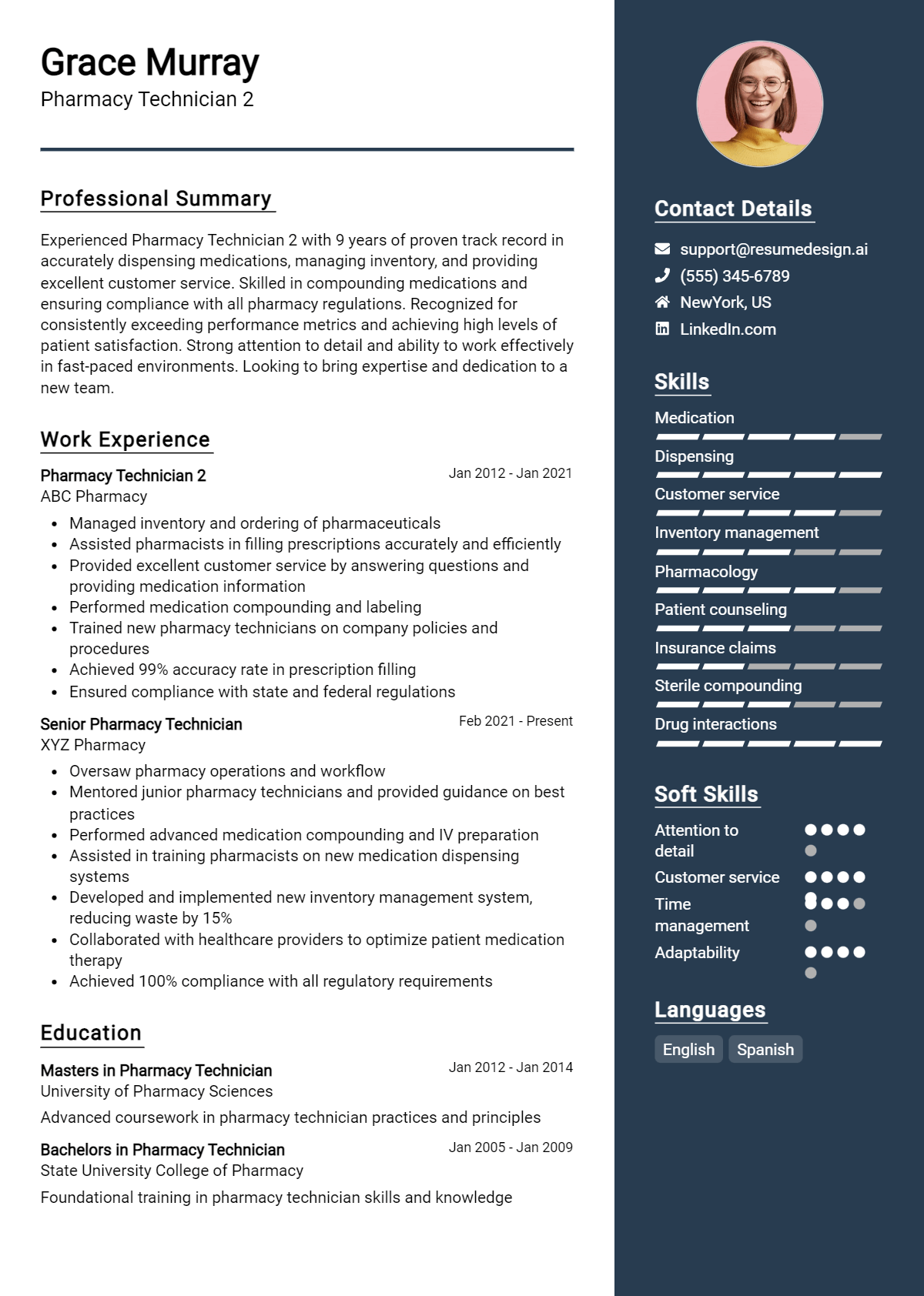 Pharmacy Technician 2 Resume Example