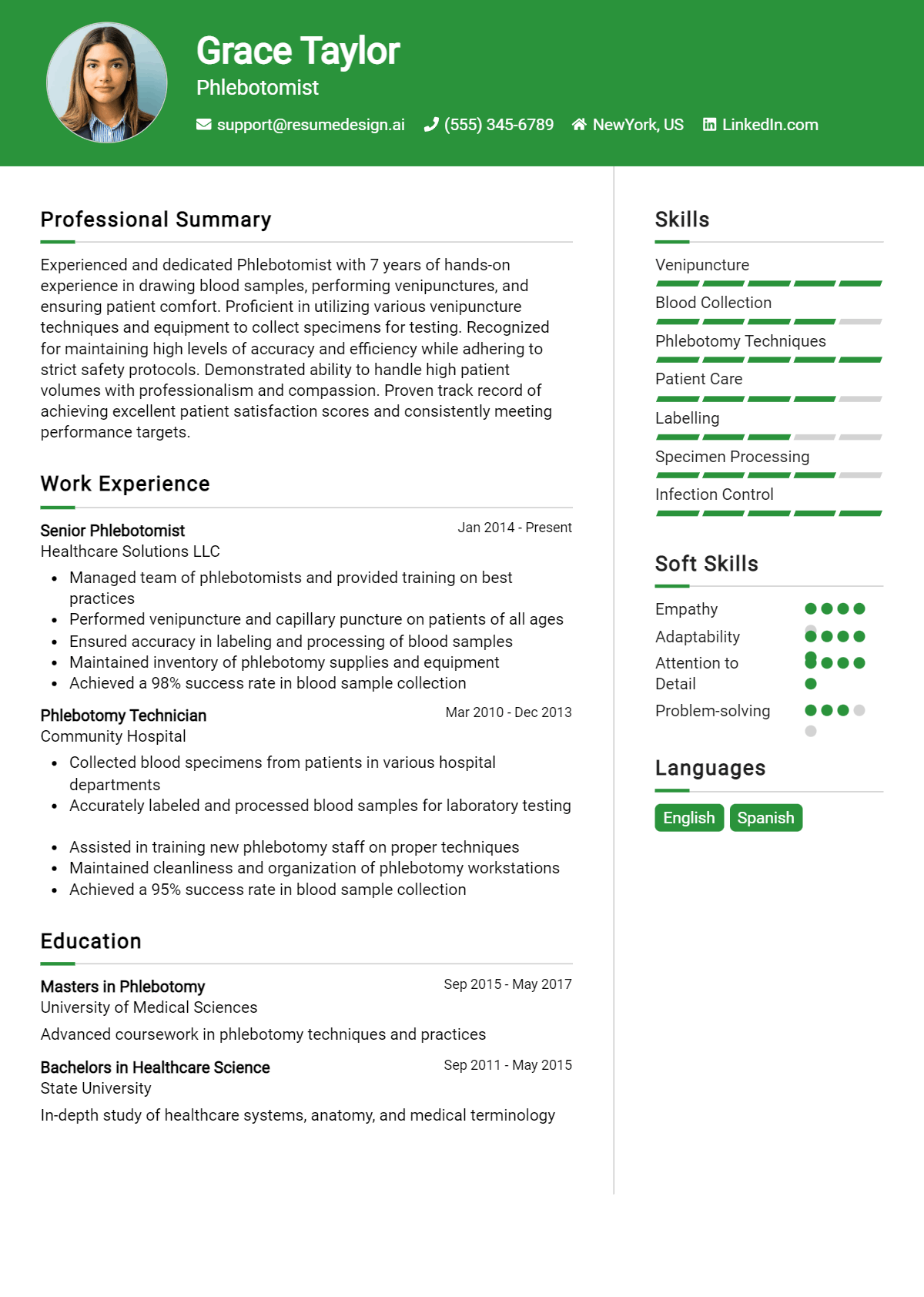 Phlebotomist Resume Example