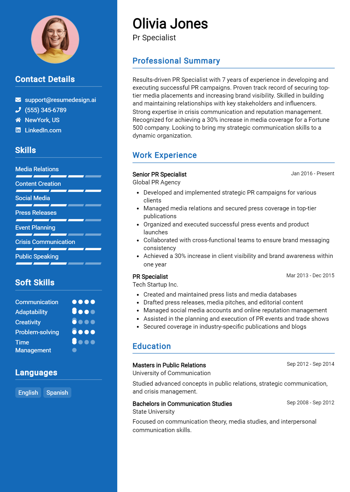 Pr Specialist Resume Example