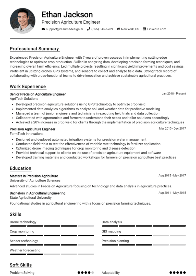 19 Precision Agriculture Engineer Resume Examples And Templates for 2025