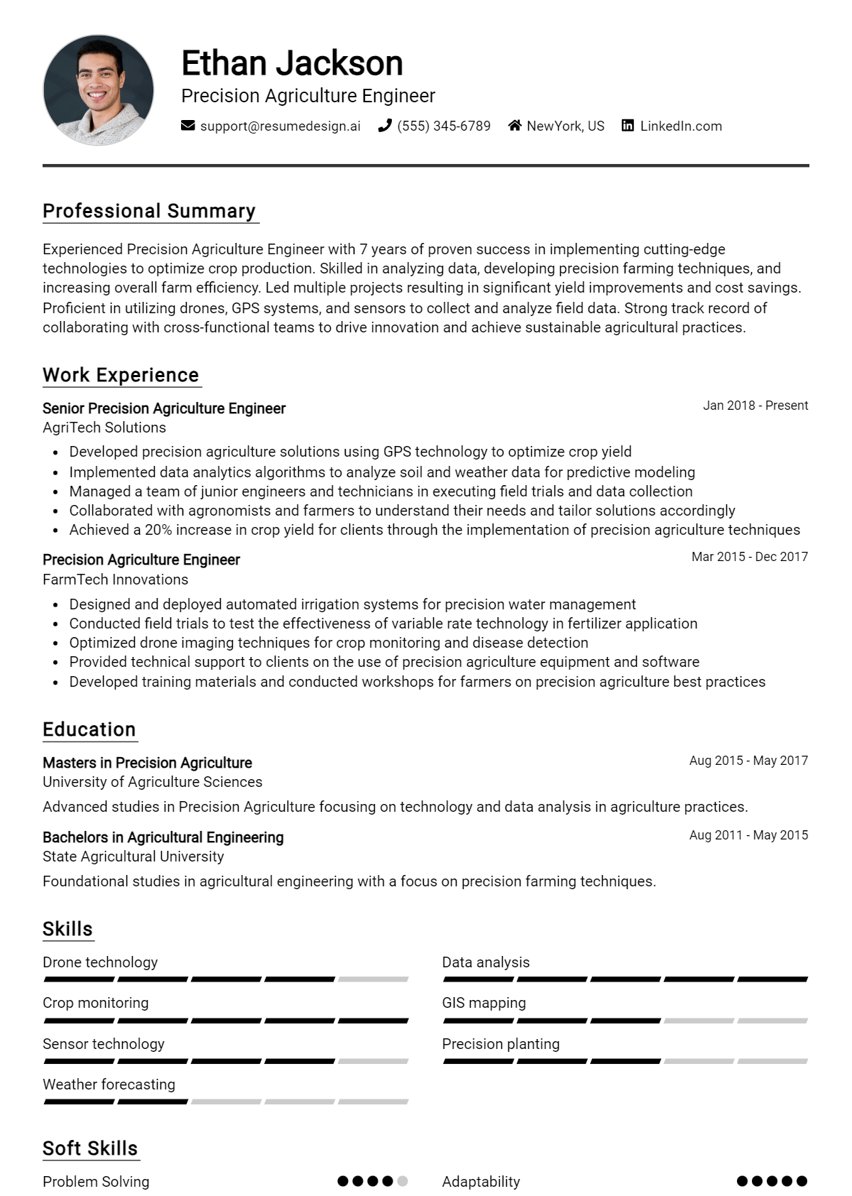 Precision Agriculture Engineer Resume Example