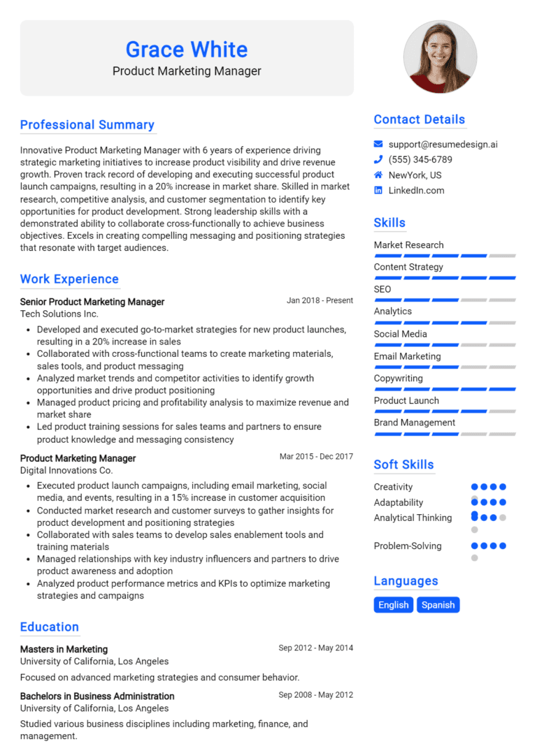 21 Product Marketing Manager Resume Examples And Templates for 2025 [Guide]