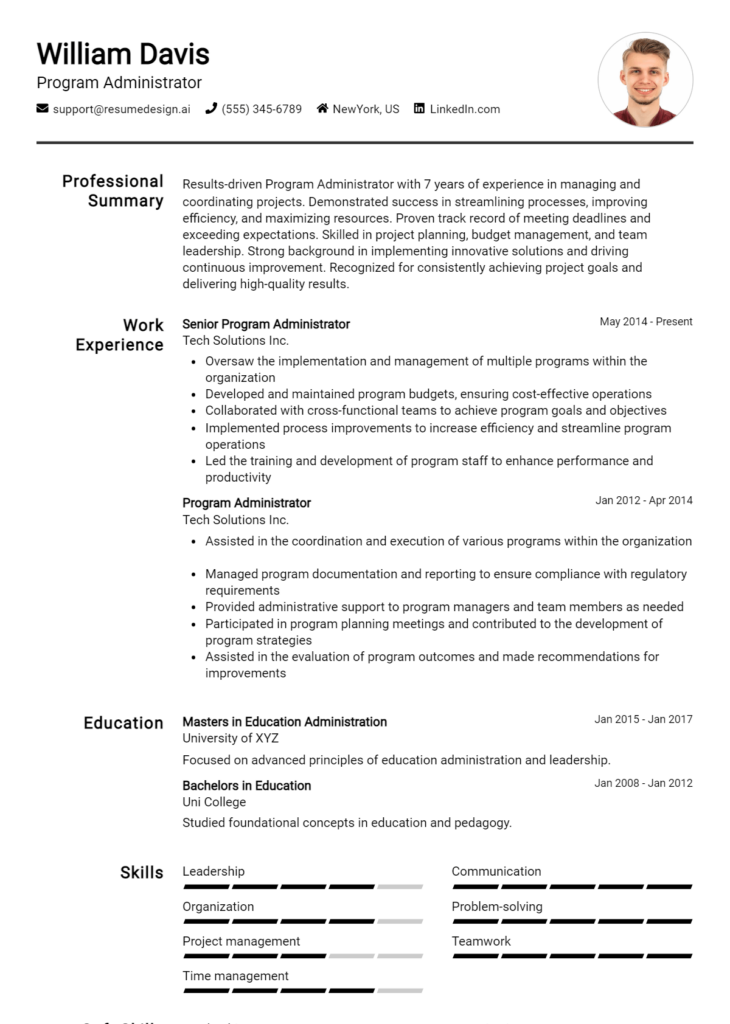 Program Administrator Resume Example