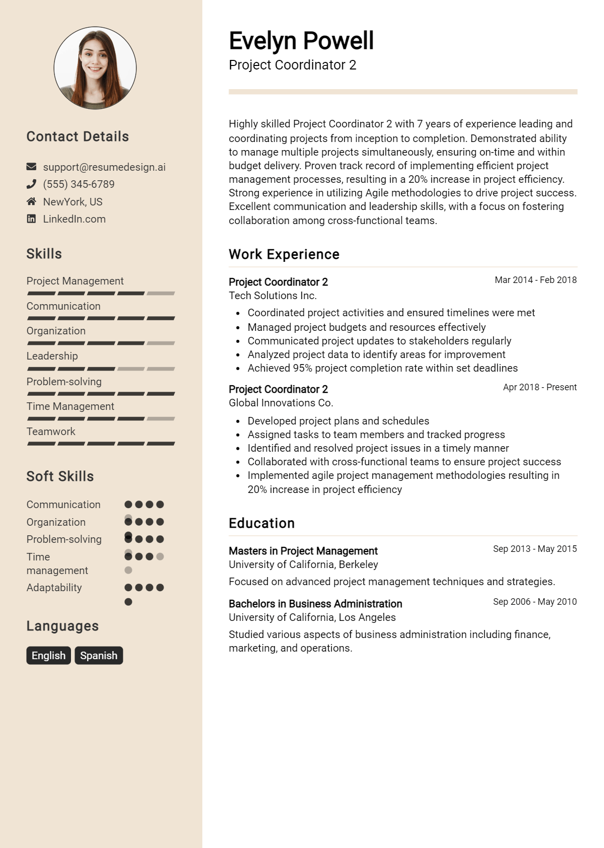 Project Coordinator 2 Resume Example