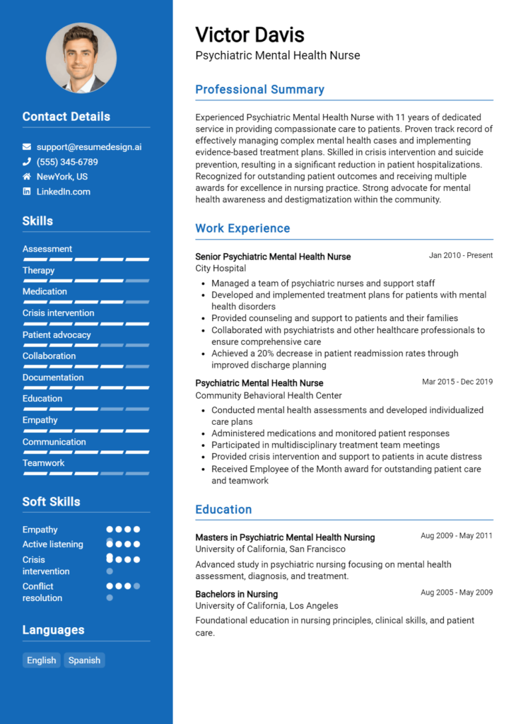 Psychiatric Mental Health Nurse Resume Example