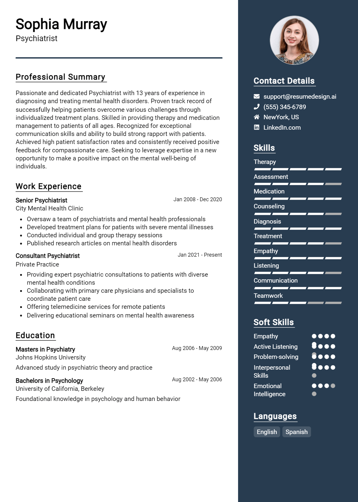 Psychiatrist Resume Example