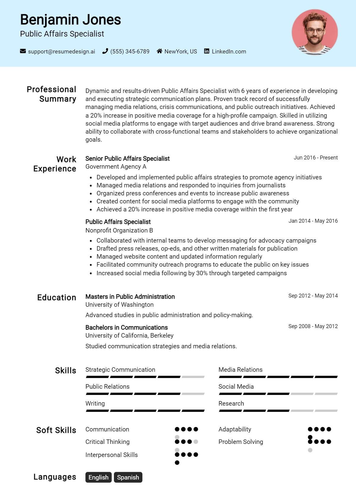 Public Affairs Specialist Resume Example