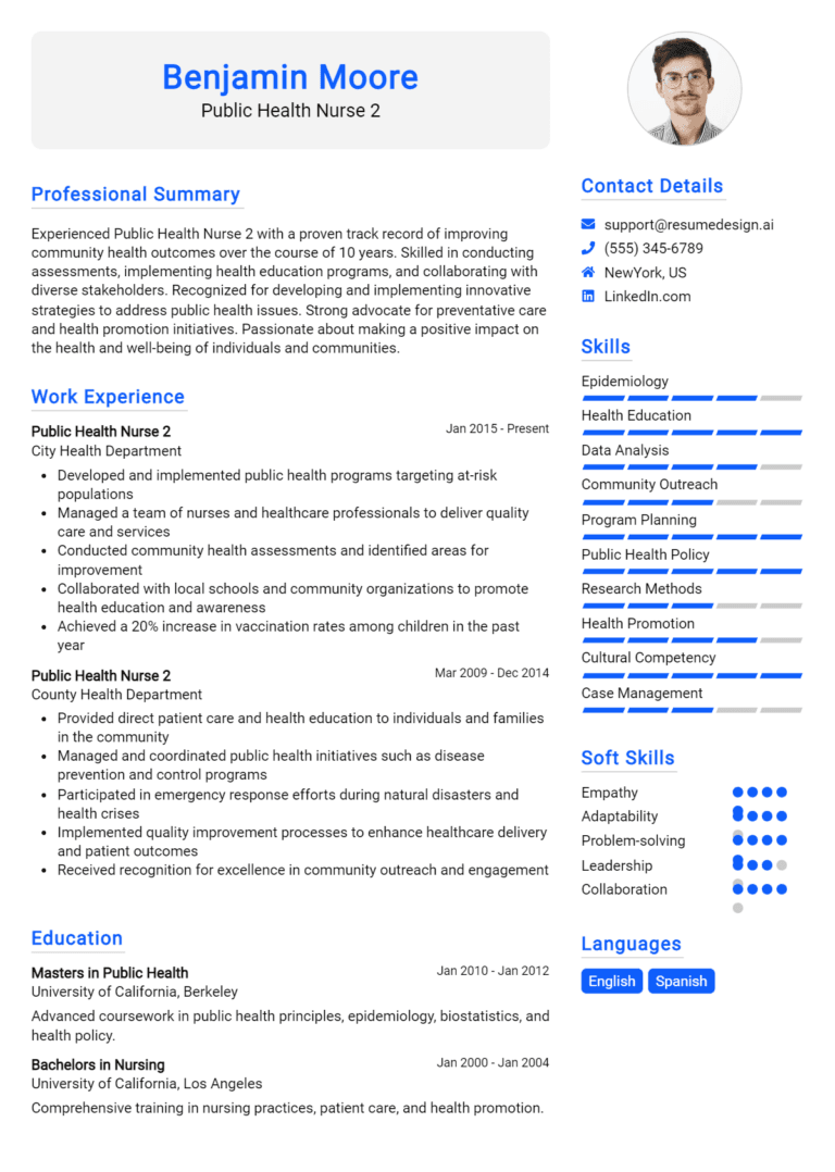 17 Public Health Nurse Resume Examples And Templates for 2025