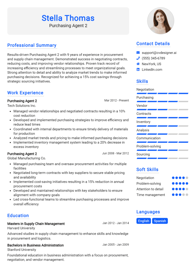 9 Purchasing Agent Resume Examples And Templates for 2025 [Guide]
