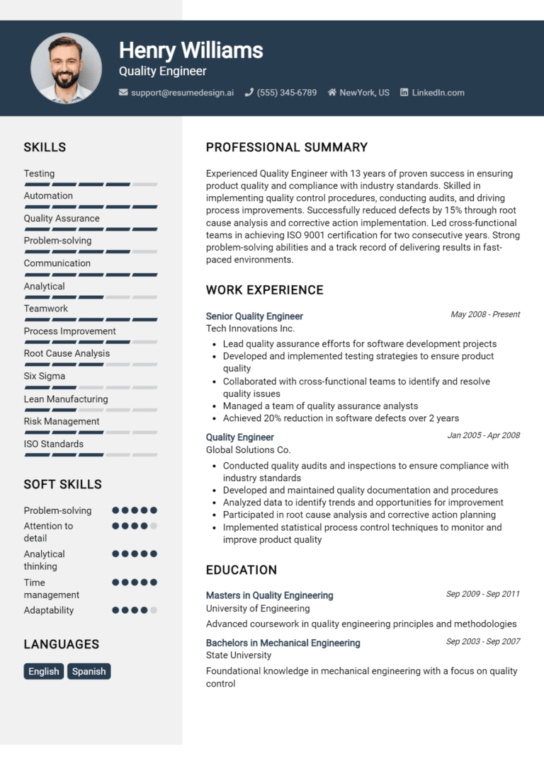 18 Quality Engineer Resume Examples And Templates for 2025