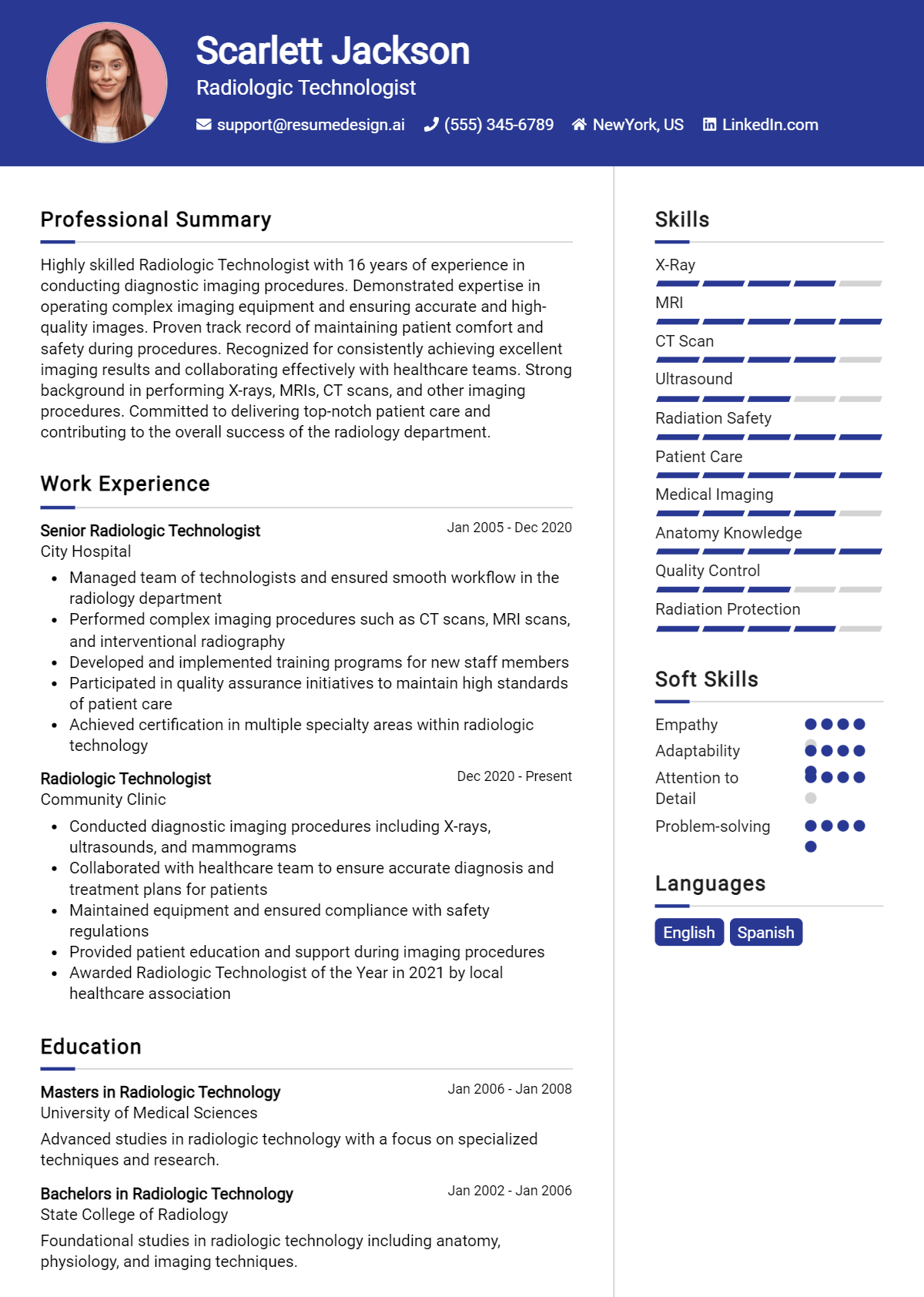 Radiologic Technologist Resume Example