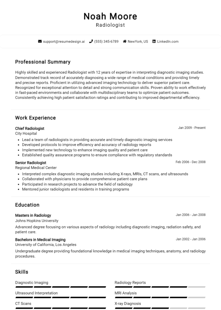 Radiologist Resume Example