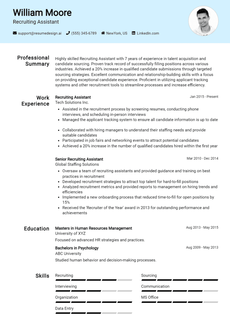16 Recruiting Assistant Resume Examples And Templates for 2025 [Guide]