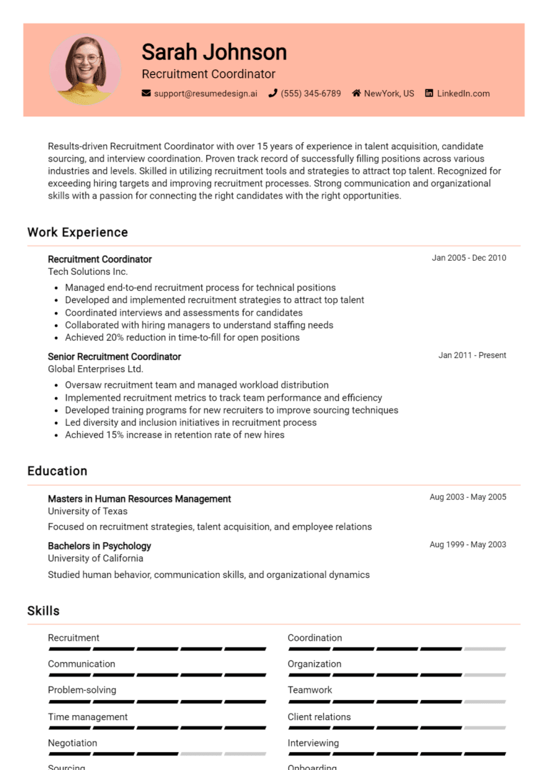 16 Recruitment Coordinator Resume Examples And Templates for 2025
