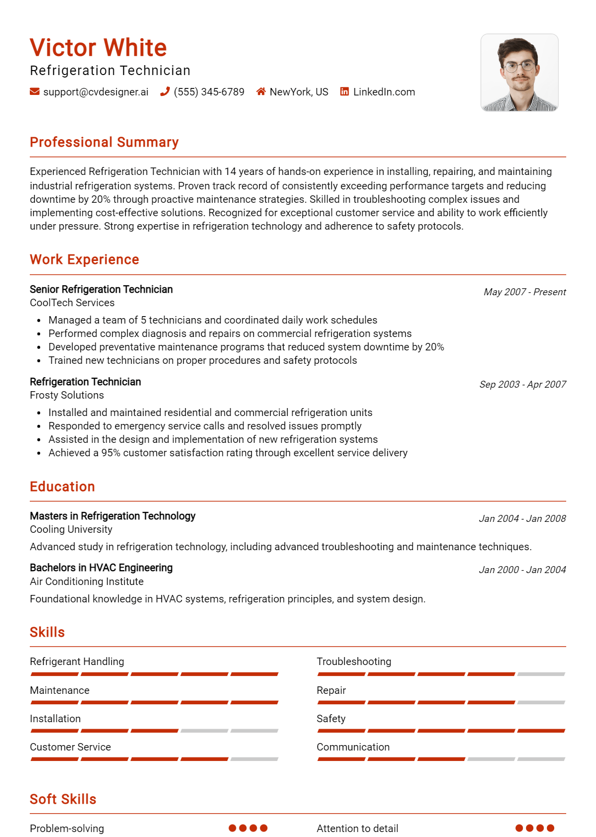 Refrigeration Technician Resume Example