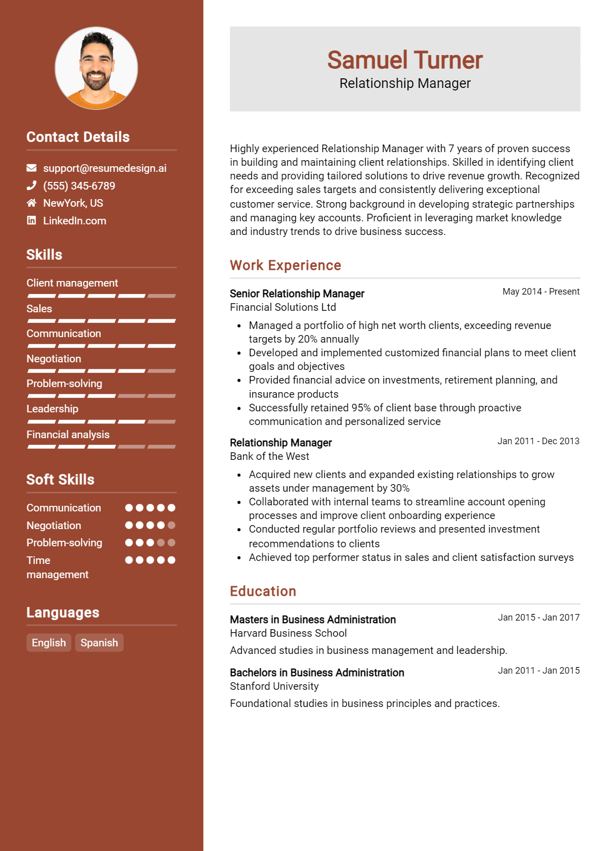 Relationship Manager Resume Example