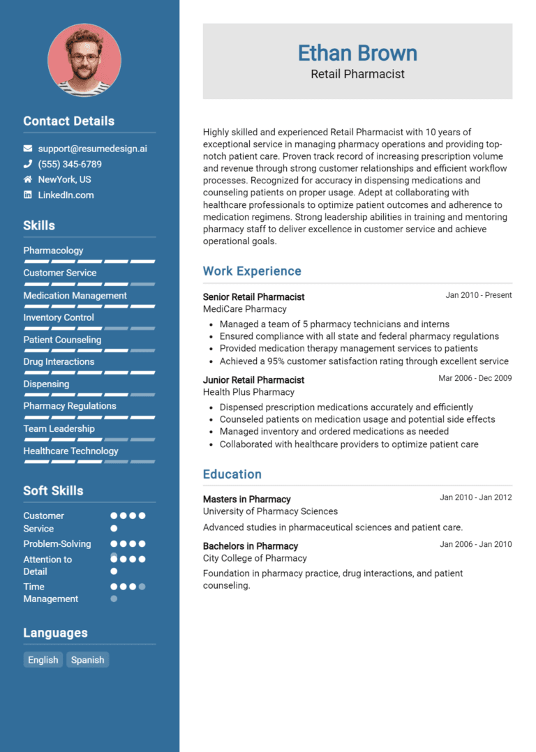 14 Retail Pharmacist Resume Examples And Templates for 2025