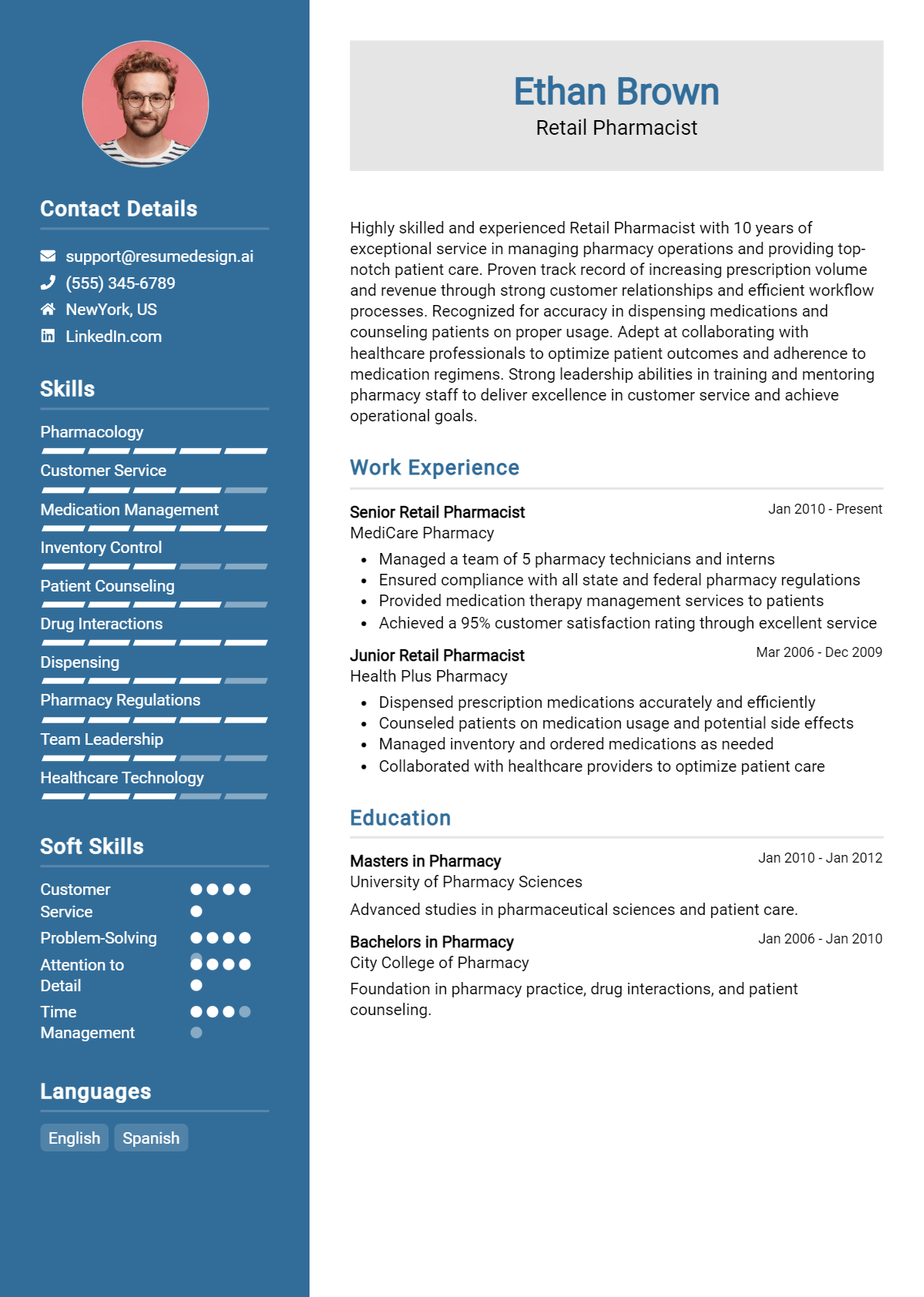 Retail Pharmacist Resume Example