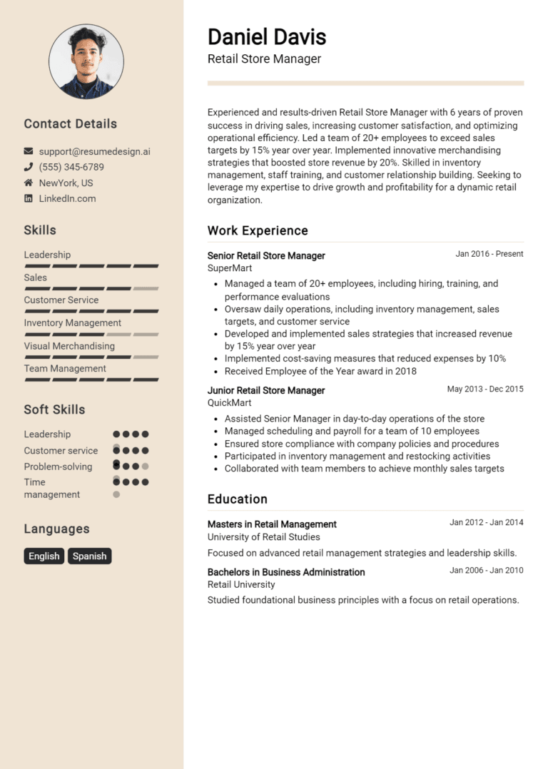 14 Retail Store Manager Resume Examples And Templates for 2025