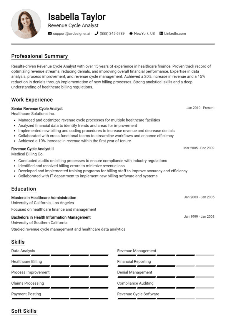 13 Revenue Cycle Analyst Resume Examples And Templates for 2025