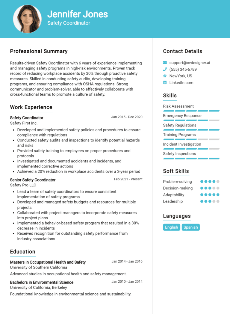 9 Safety Coordinator Resume Examples And Templates for 2025 [Guide]