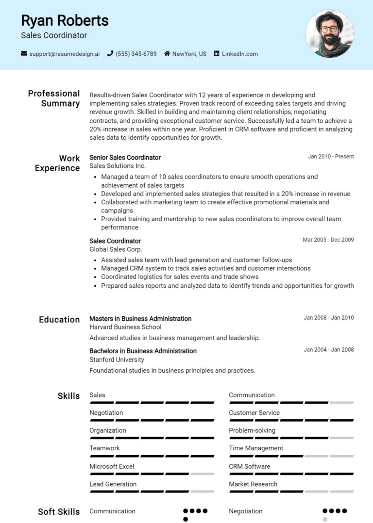 11 Sales Coordinator Resume Examples And Templates for 2025: Best Tips