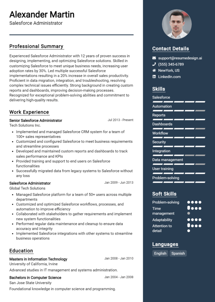 Salesforce Administrator Resume Example