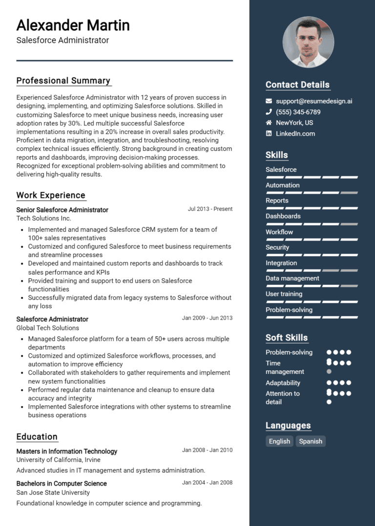 27 SalesForce Administrator Resume Examples And Templates for 2025 [Guide]