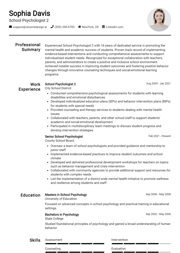 16 School Psychologist Resume Examples And Templates for 2025