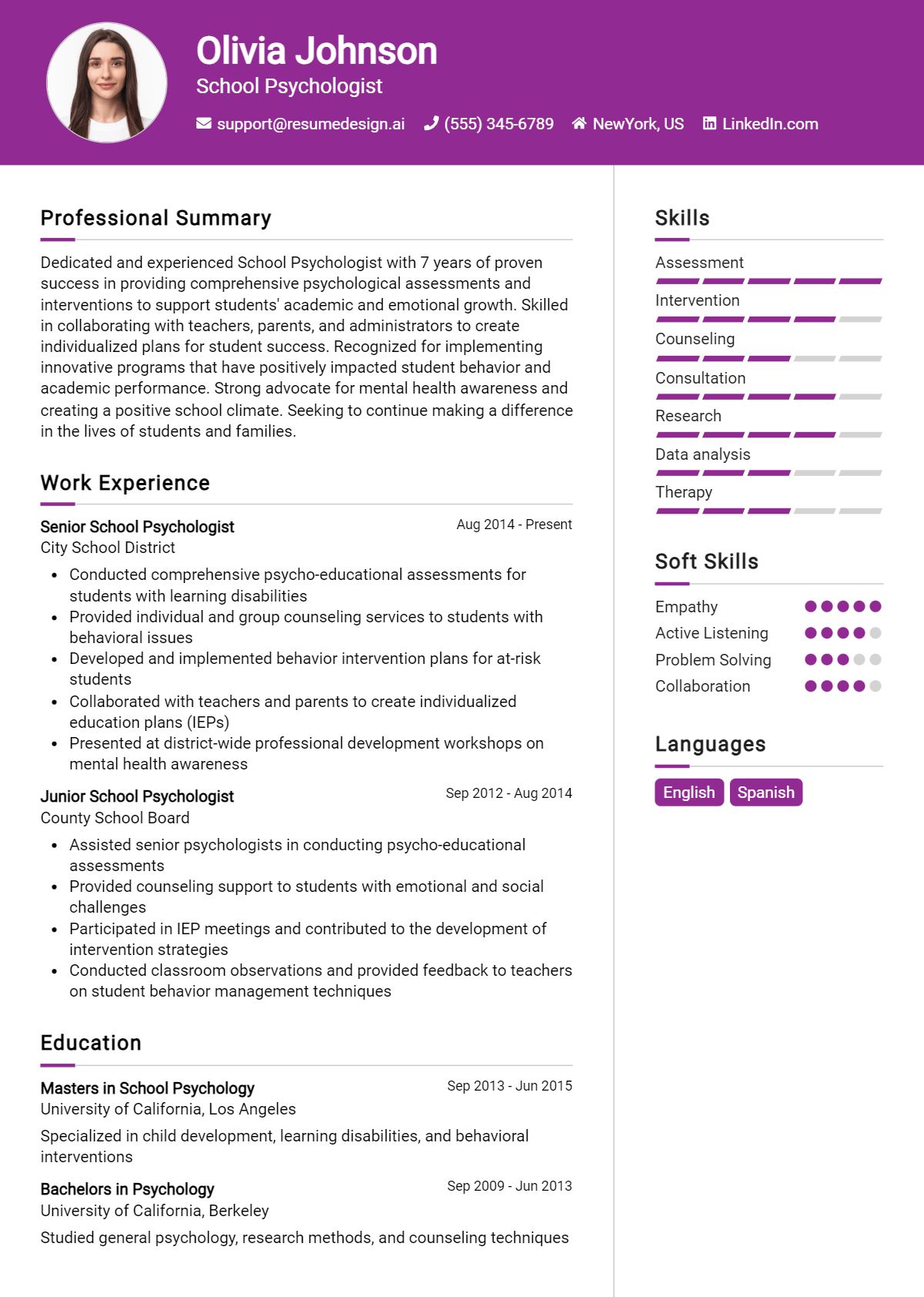 School Psychologist Resume Example