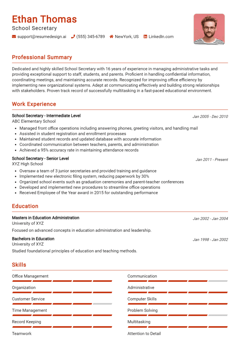 8 School Secretary Resume Examples And Templates for 2025