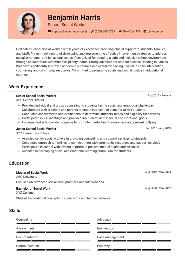 14 School Social Worker Resume Examples And Templates for 2025 (Downloadable)