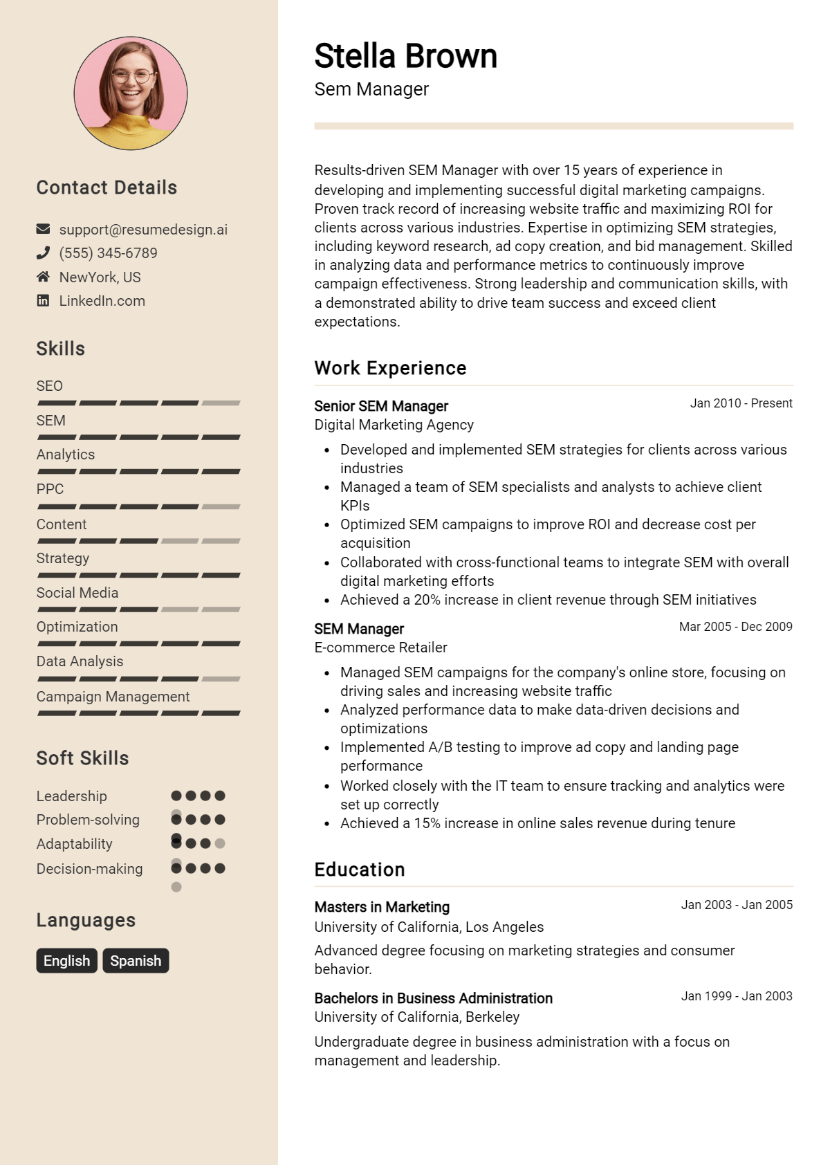 Sem Manager Resume Example