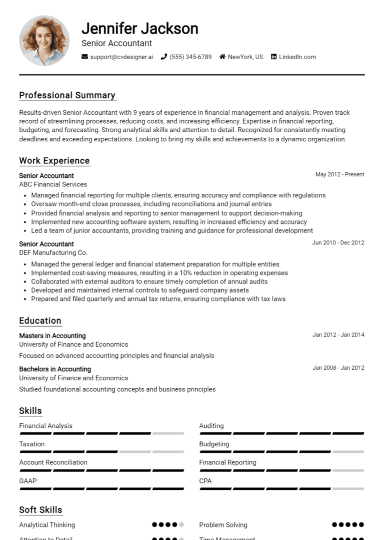 15 Senior Accountant Resume Examples And Templates for 2025