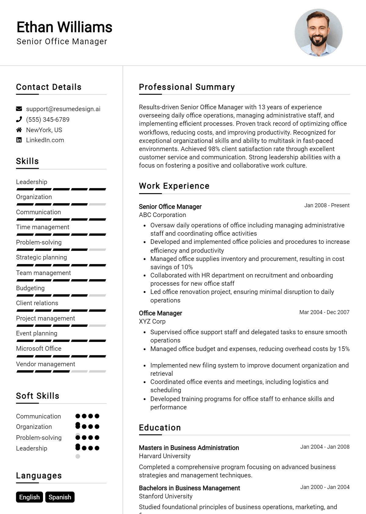 Senior Office Manager Resume Example