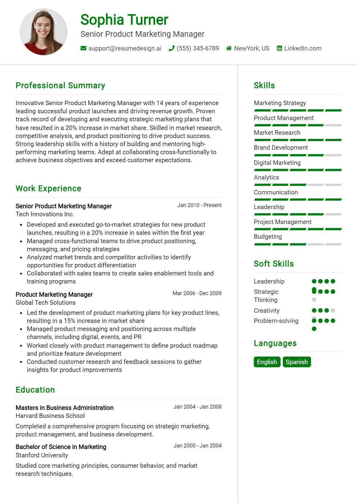 Senior Product Marketing Manager Resume Example