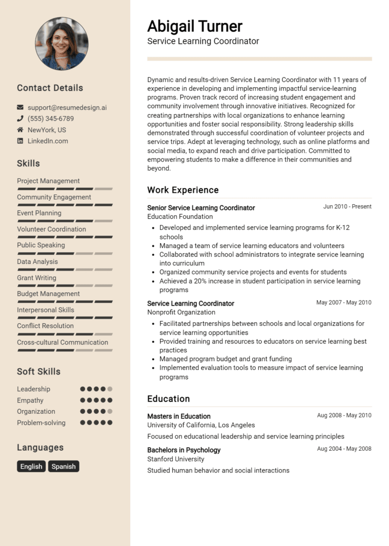 9 Service Learning Coordinator Resume Examples And Templates for 2025