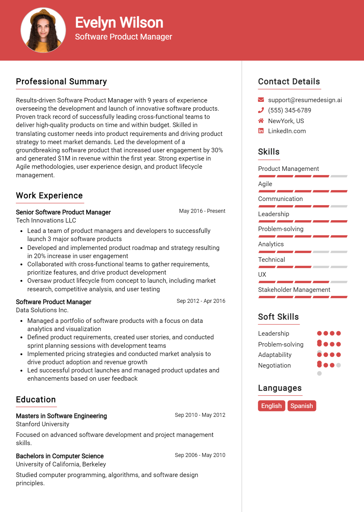 Software Product Manager Resume Example