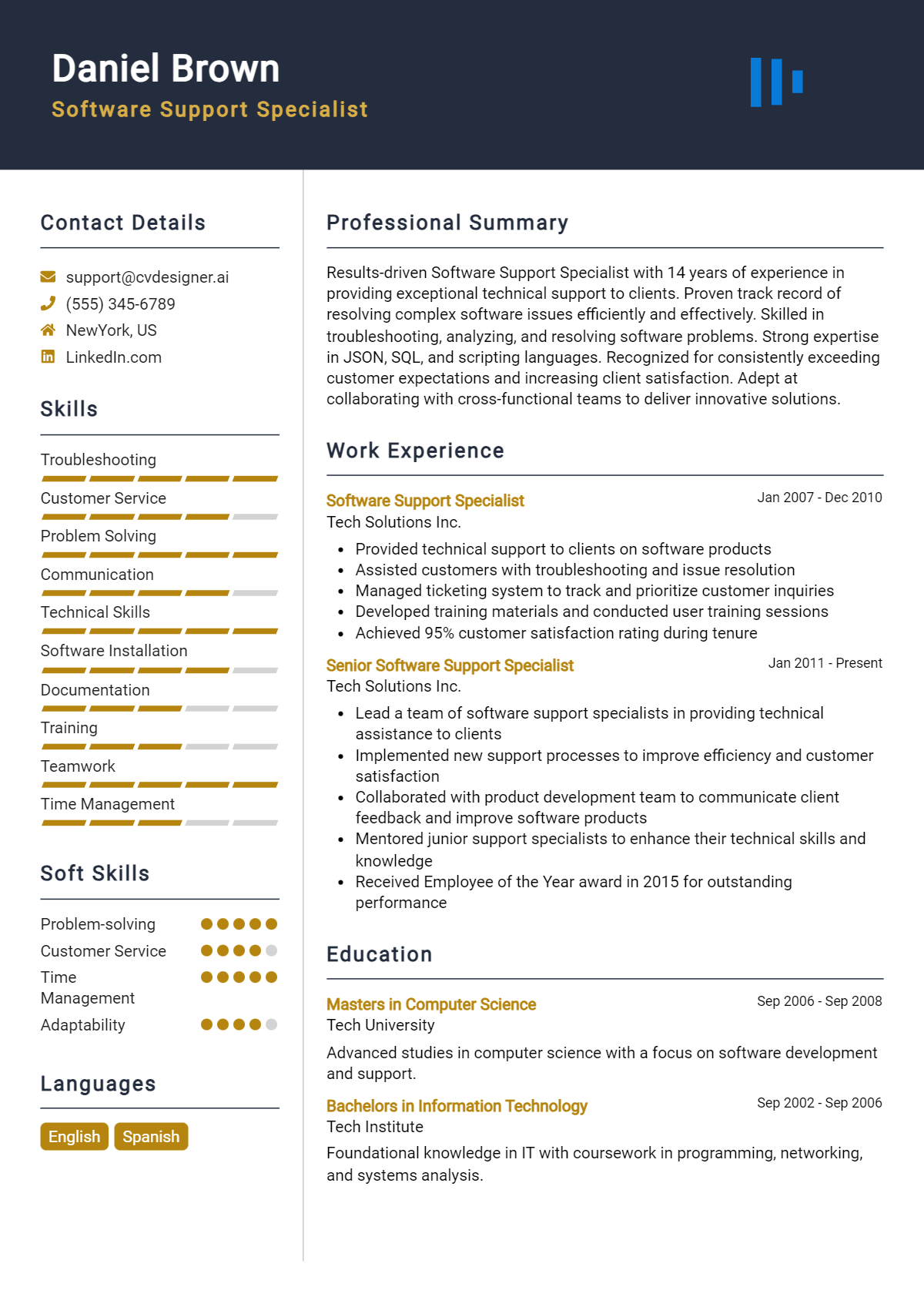 Software Support Specialist Resume Example