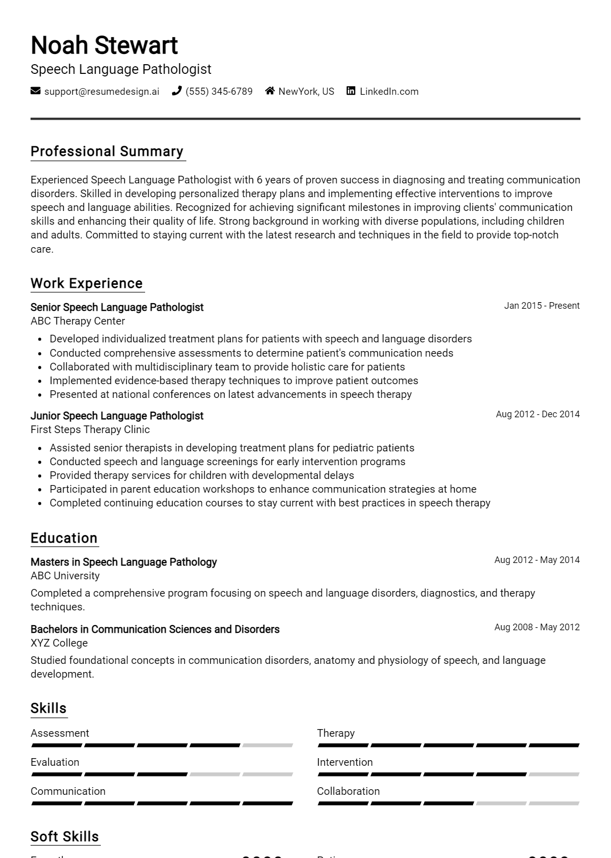 Speech Language Pathologist Resume Example