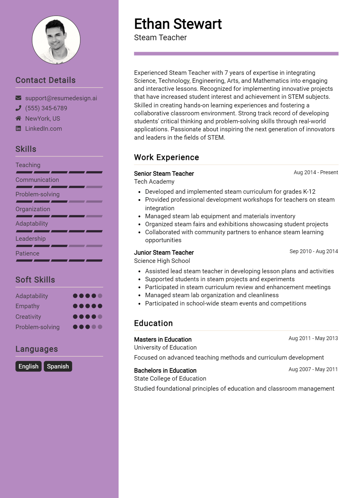 Steam Teacher Resume Example