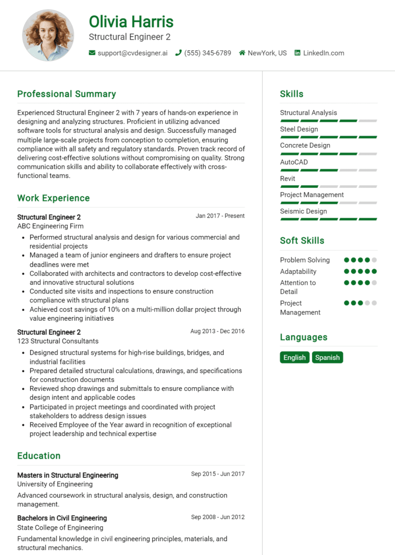 15 Structural Engineer Resume Examples And Templates for 2025