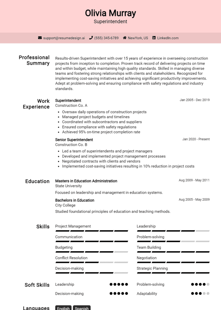 15 Superintendent Resume Examples And Templates for 2025
