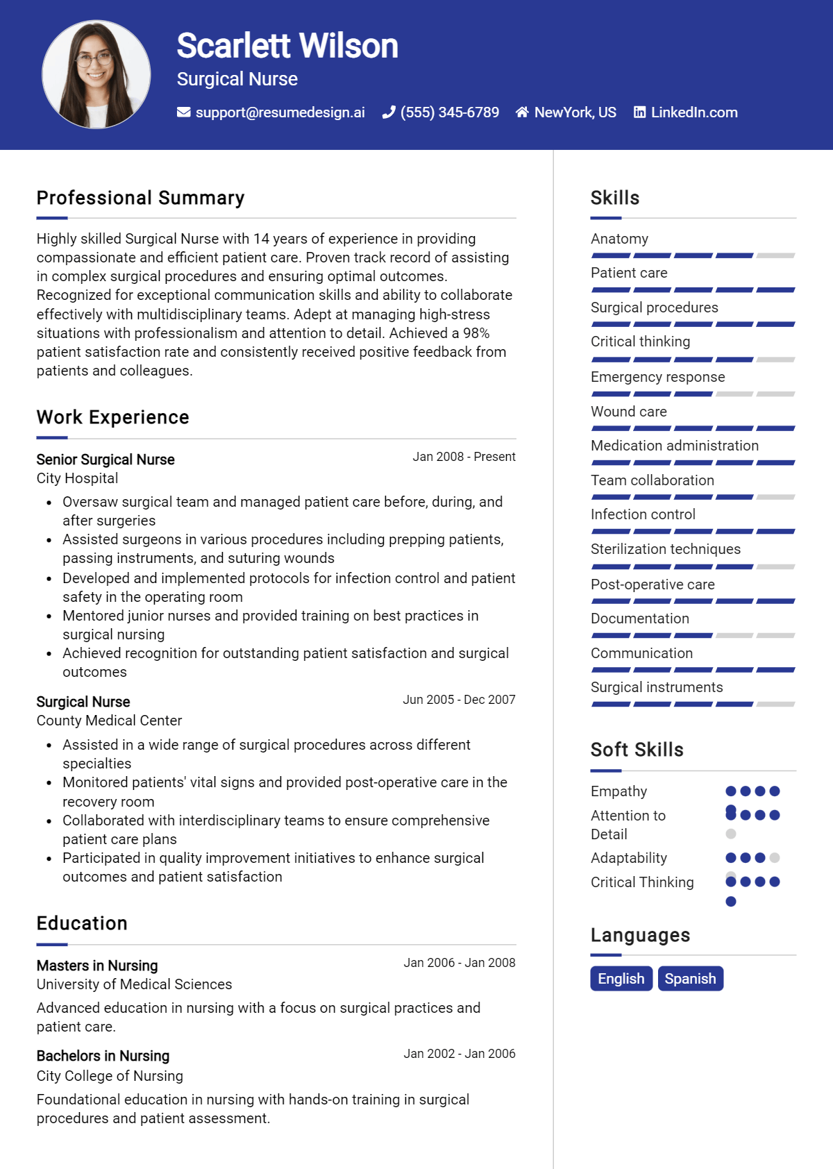 Surgical Nurse Resume Example