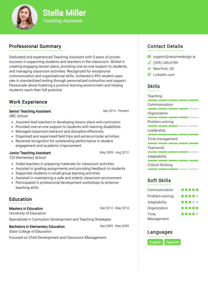 Teaching Assistant Resume Example (1)
