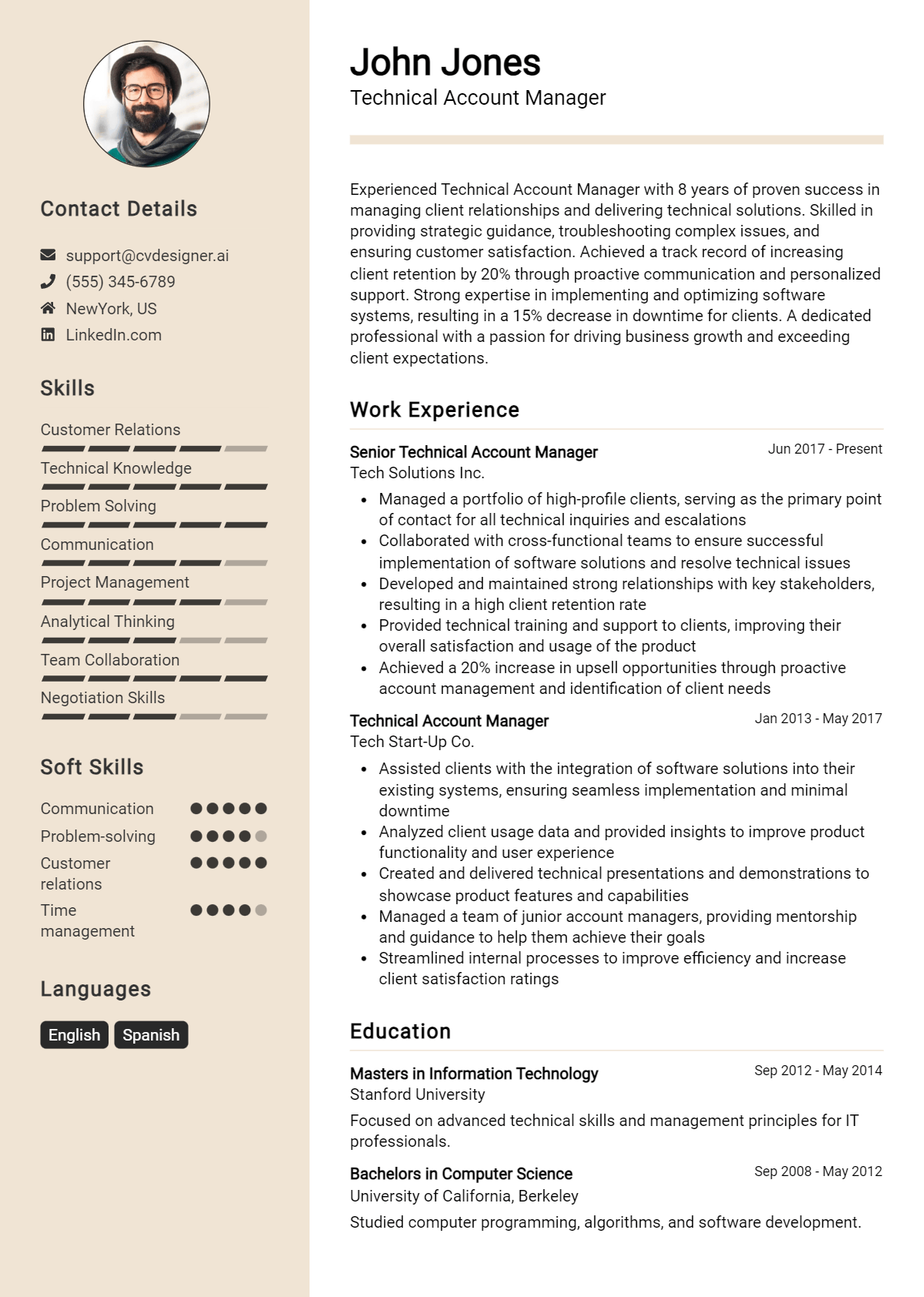 Technical Account Manager Resume Example