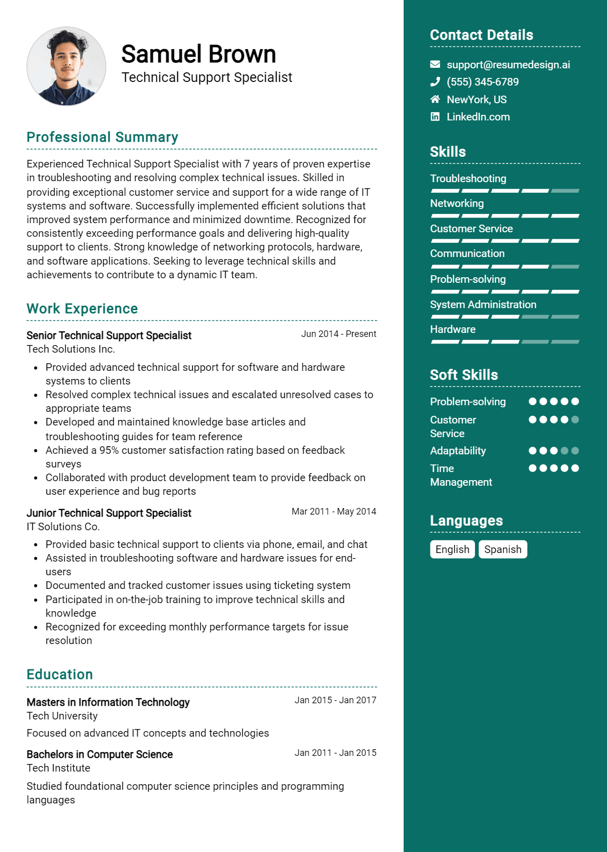 Technical Support Specialist Resume Example