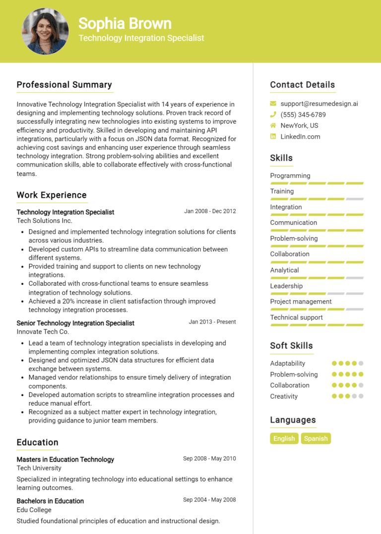 16 Technology Integration Specialist Resume Examples And Templates for 2025